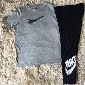 NIKE Girls size L Juniors XS T SHIRT CAPRIS OUTFIT